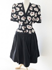 Vintage 1980s Lillie Rubin Peplum Skirt Suit Floral Hourglass V-Neck Size 10