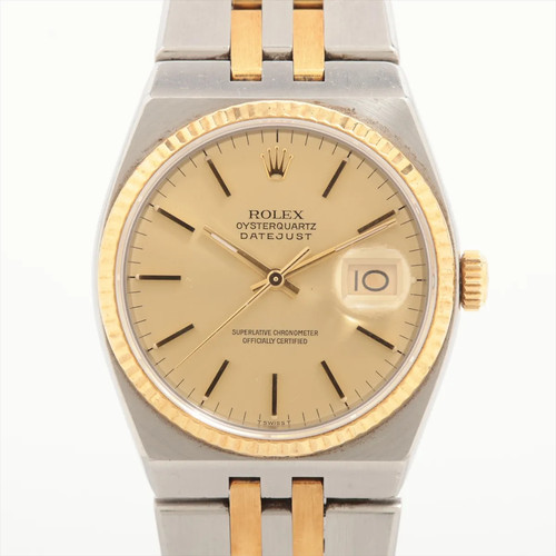 Rolex Oyster Quartz Datejust 17013 SS×YG SS×YG QZ Champagne-Fa...