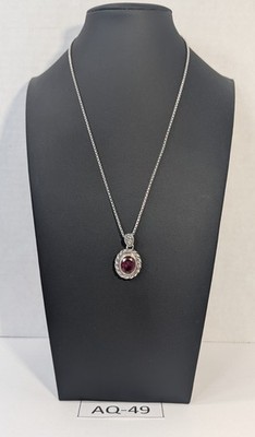 ** (NOS) Robert Manse Bali SS/18K geschaffener Rubin Anhänger mit Kette (18'') (~9g) AQ-49