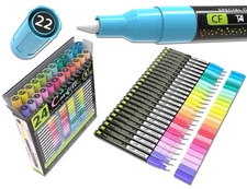 24 Confetti Colors Acrylic Paint Pens Markers Set 0.7mm Extra Fine Tip, Rock ...