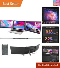 Laptop Screen Extender Monitor - 14 Inch Portable Triple Thin Monitors IPS FH...
