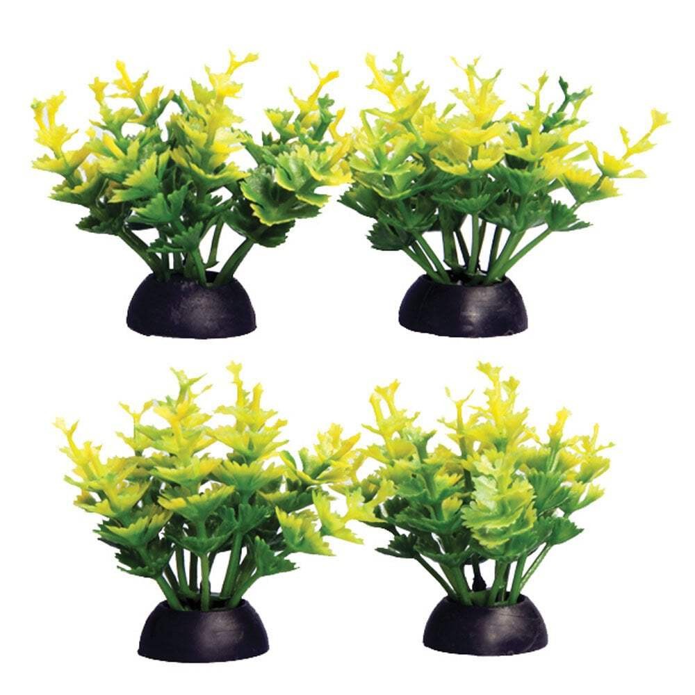 Aqua One Ecoscape Foreground Yellow Catspaw Aquarium Fish Tank Plastic Plant 4pk