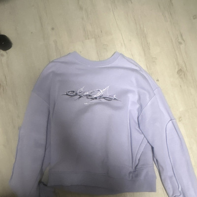 OlaKala Pullover Lila Feinstrick Langarm Rundhals Bestickt Größe L