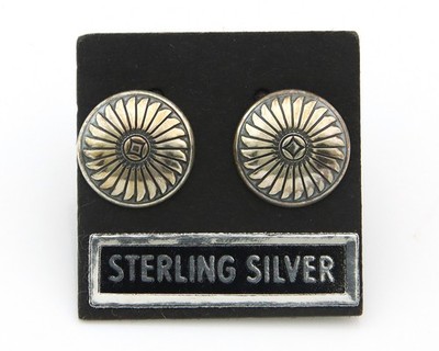 Navajo Earrings Sterling Silver Concho Buttons Vintage Native American