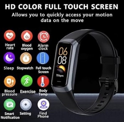 Smart Band Fitness Activity Tracker AMOLED Display Heart Rate Sleep Black