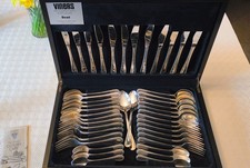 Viners Bead Silver Plate Cutlery Set 44 Pieces Boxed Vintage