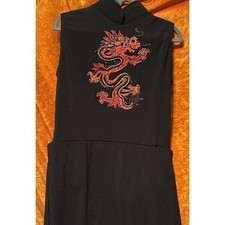 Rare Art Stone Dance Costume Black With Red Dragon Extra Large Child