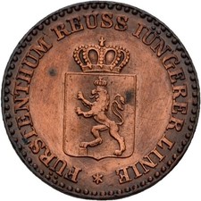 Reuss Younger Line 1 Pfennig 1850 A 1.5g Original Coin #LGT552