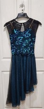 Revolution Teal Ballet Costume Sparkles Sequin Assymetrical Hem Small
