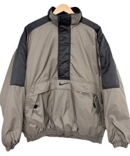 VTG 90s Nike Big Swoosh Logo Heavy Duty 1/2 Zip Kangaroo Anorak Jacket Olive XL
