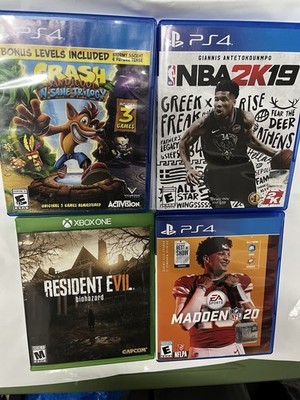 PS4 PlayStation 4 Madden NFL 20, NBA 2K19, Crash Bandicoot, Resident Evil Bio