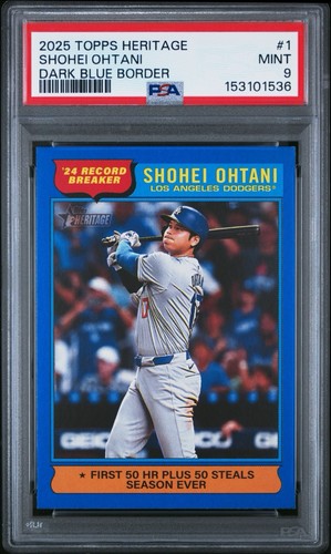 2025 Topps Heritage - Record Breakers Shohei Ohtani #1 Dark Blue Border PSA 9