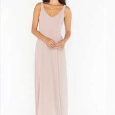 Show Me Your Mumu XL Maxi Dress V Neck Sleeveless Beige Taupe Bridesmaid Formal