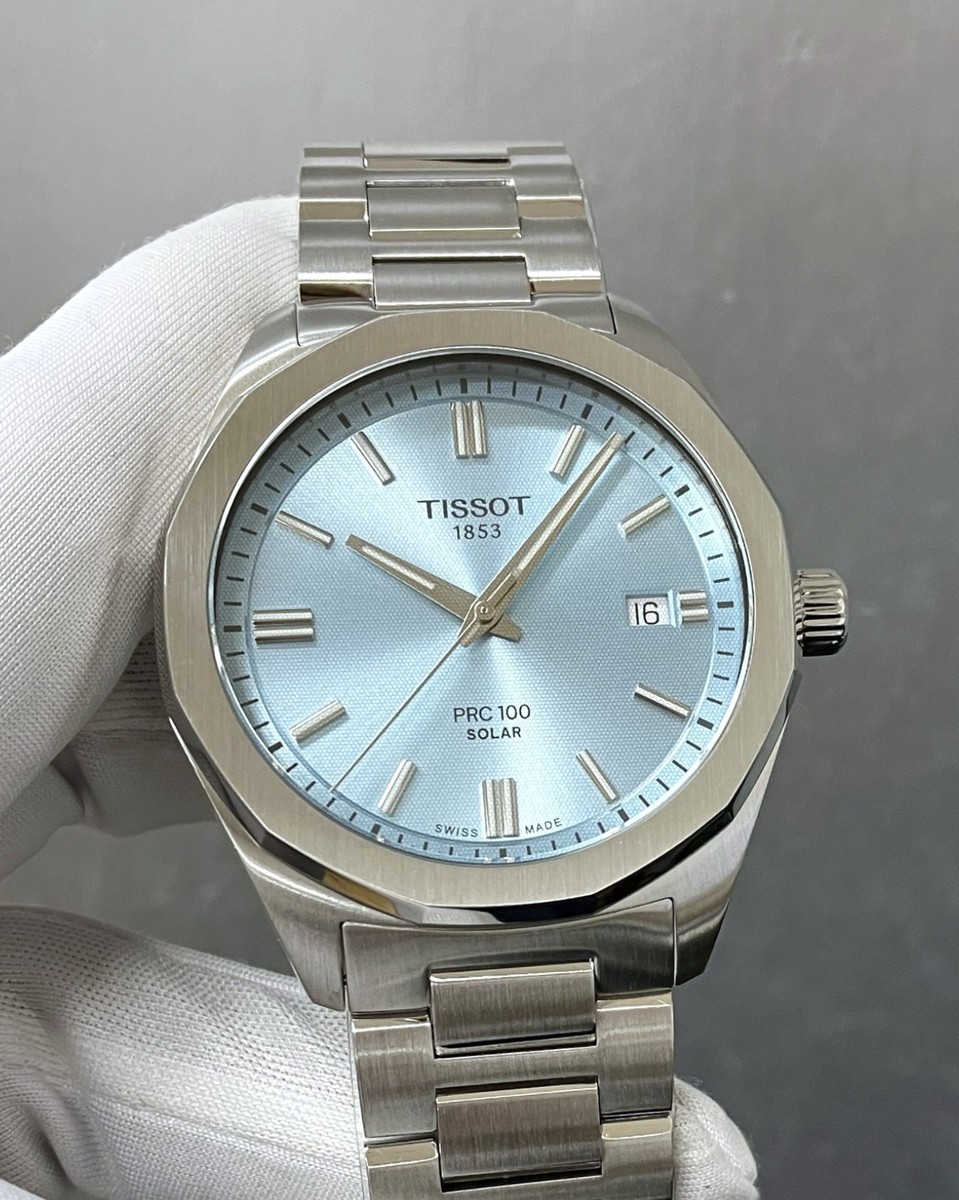 Tissot PRC 100 Solar Quartz 39mm Ice Blue Dial Men's Watch T151