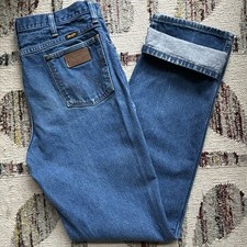 Vintage 80s 90s Wrangler Jeans 936PWD Cowboy Cut Blue Denim Made In USA 35x36