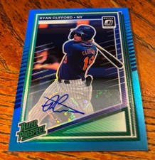 2025 Panini Optic Carolina Blue Rated Prospect Ryan Clifford Autograph Mets /35