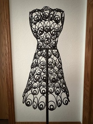 Vintage Metal Dress Form Mannequin Stand 41" Black Iron Decor Jewelry Stand  | eBay