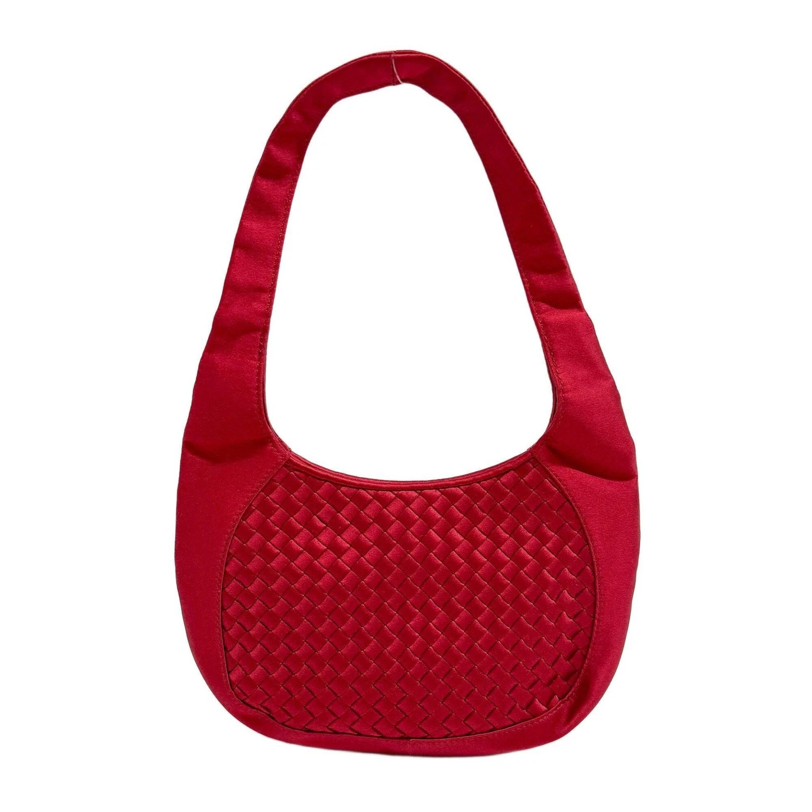 Bottega Veneta — BOTTEGA VENETA Intrecciato Red Satin Hand Bag