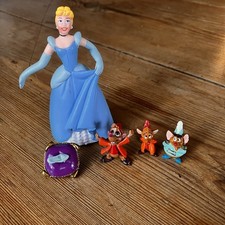 Disney Cinderella & Mice Figure Cake Topper Toy Gus Jaq Slipper Cushion