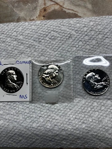 Franklin Half Dollar Proof Lot of 3 - 1958 & 1959 & 1962- Proof Silver