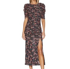 Free People Briella Ruched Midi-Dress Twilight Combo Sz Large Party Boho Guest