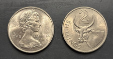 GAMBIA 2 Shillings 1966, Queen Elizabeth II, UNC, KM#5, Cuppro-Nickel