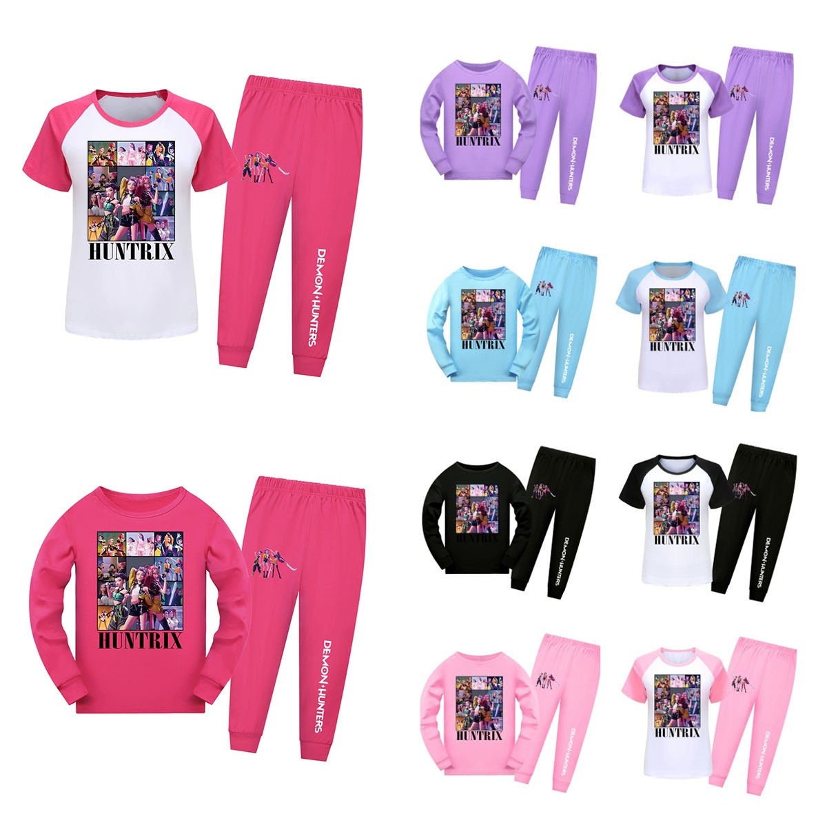 LaoZan KPop Demon Hunters Kinder Outfit - Langarmshirt & Hose 100% Baumwolle