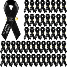 50 Pcs Memorial Day Black Funeral Ribbons Pin Bulk Satin Memorial Ribbon for Fun