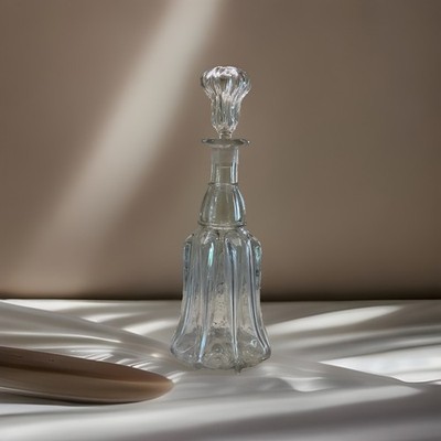 Vintage Pittsburgh Flint Glas Co PONTIL GERIPPTE SÄULE Karaffe mit Stopfen, Geschenk