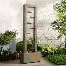 Zigzag Zen 47 3/4" High Slate and Copper Cascading Floor Fountain