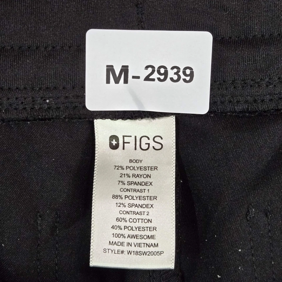 Pantalones Médicos FIGS S Negro Zamora Jogger Ropa Activa Cremallera 26" Entrepierna Algodón Foto 2 de 4