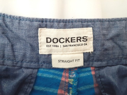 Dockers Mens Shorts Size W29 Blue Plaid Flat Front Chino Straight Fit - Picture 7 of 9