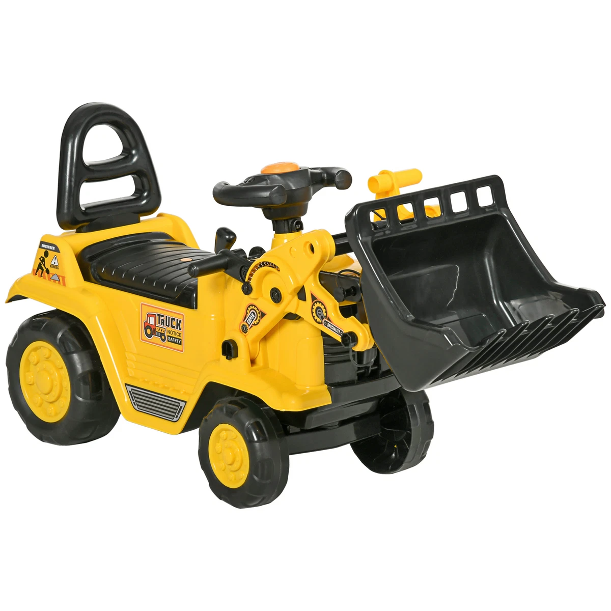 HOMCOM Ride On Bulldozer Toddler Digger Excavator Scooter Storage
