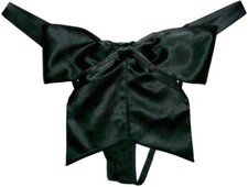Victoria's Secret Dream Angels Black Satin Bow Open Back Brazilian Medium Pantie