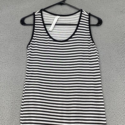 Inizio Tank Dress Womens Small Striped Stretch Soft Black White Sleeveless  | eBay