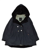Post Card Womens Hooded Double Breasted Coat It 46 Large Navy Blue Cotton Mj10