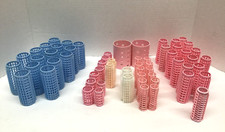 Plastic Vintage Brush Magnetic Rollers Curlers Various Sizes Lot of 60