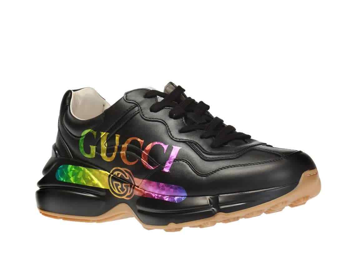 women's rhyton gucci logo leather sneaker price