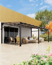 12" x 20" Gazebo for Patio Deck Wall Mounted Gazebos Pergola with Metal Frame 