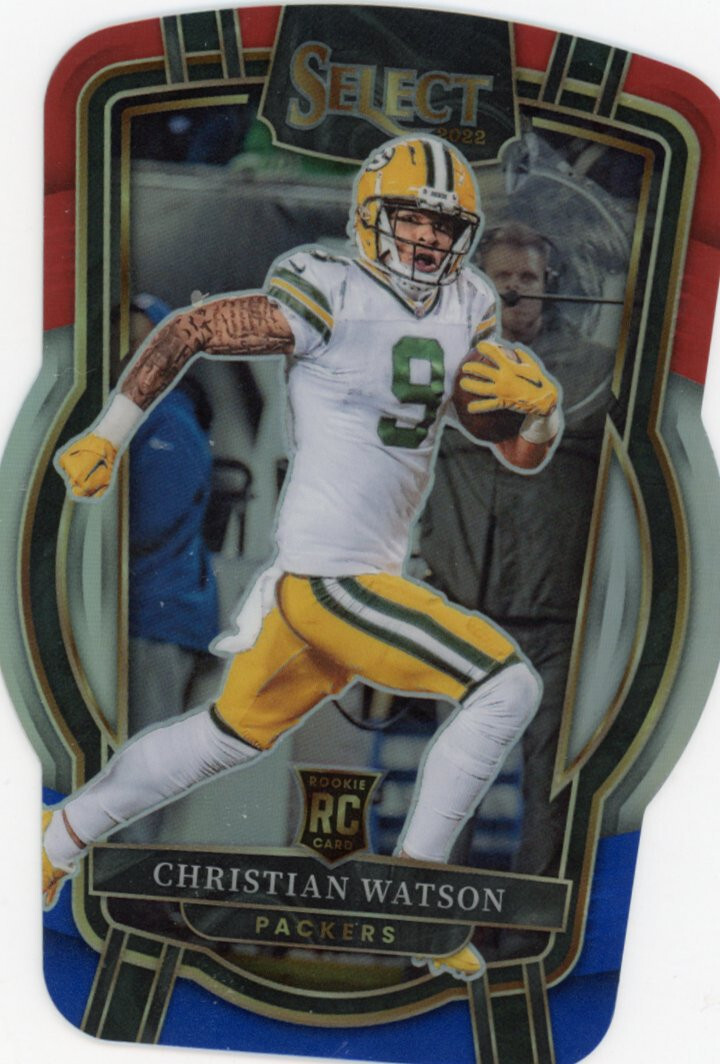 2022 Select Club Level Red & Blue Die Cut RC Packers Christian Watson #265