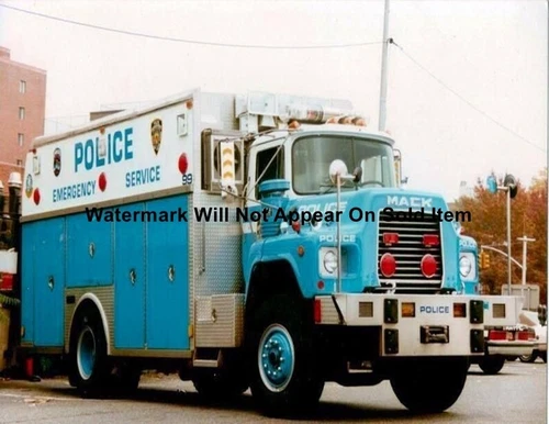 Mack NYPD ESU Police Rescue Emergency Service Truck VTG Photograph Print 8.5x11"