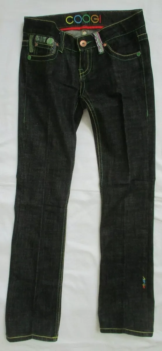 VINTAGE GOOGI AUSTRALIA EMBROIDERED DARK BLUE DENIM JEANS SIZE 3