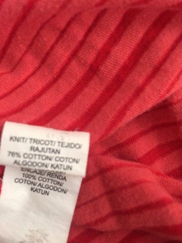Women’s Lucky Brand Red Striped Lace Front 3/4 Sleeve Blouse Sz S SMall - Picture 11 of 11