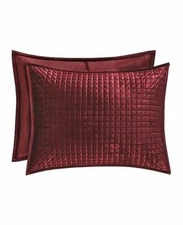 J Queen New $85 GLACIER Reversible STANDARD Sham Pillow Cover Wine Dark Red NWT