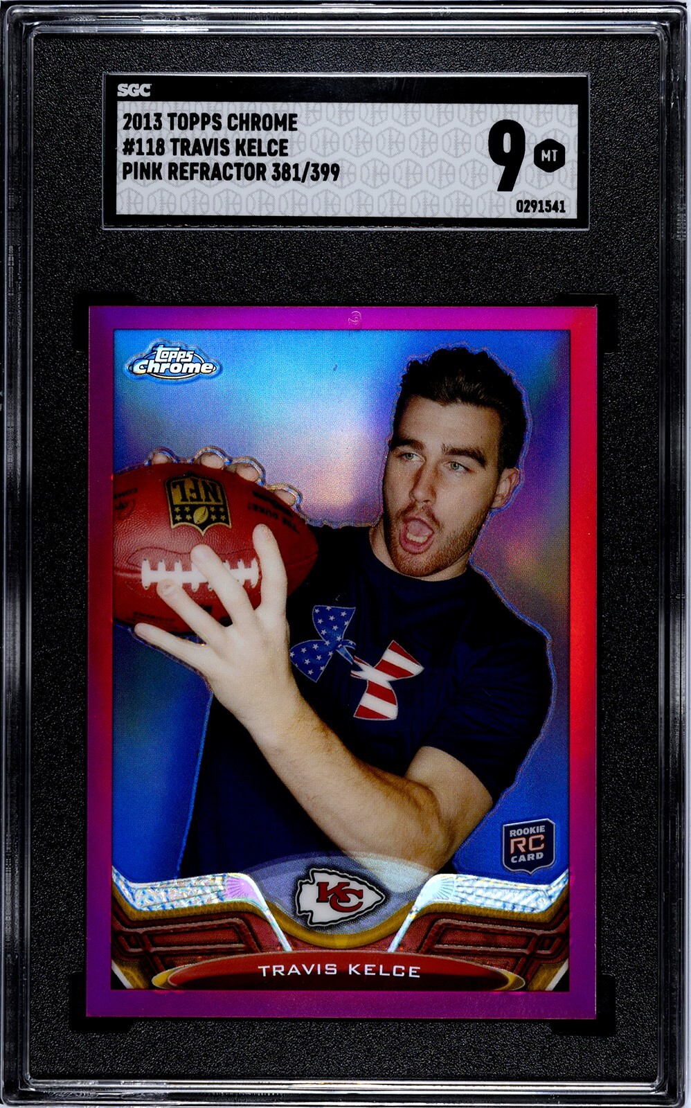 2013 Topps Chrome Pink Refractor #118 Travis Kelce RC SGC 9 MINT 381/399 ROOKIE