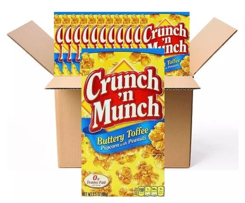 CRUNCH 'N MUNCH Buttery Toffee Popcorn with Peanuts, 3.5 Oz., (CASE Of 12) - Picture 1 of 6