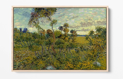 VINCENT VAN GOGH, TRAMONTO A MONTMAJOUR - CORNICE EFFETTO FLOAT TELA STAMPA ARTISTICA - Foto 7 di 12