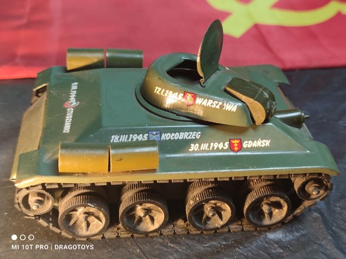 VINTAGE TOY TANK RUDY T-34 85 MILITARY WORLD WAR 2 SOVIET ERA POLAND BERLIN - Picture 5 of 24