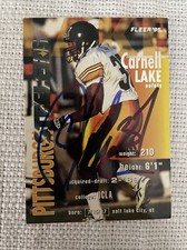 CARNELL LAKE 1995 FLEER AUTOGRAPHED SIGNED AUTO FOOTBALL CARD 318 STEELERS