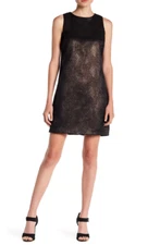 Love...Ady Metallic Shift Dress Copper Black Size XS 3448